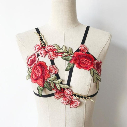 Sexy Women Girl Appliques Hollow Out Elastic sexy Bra Bandage Strappy Halter Crop Top Female Ladies Top #63 BL