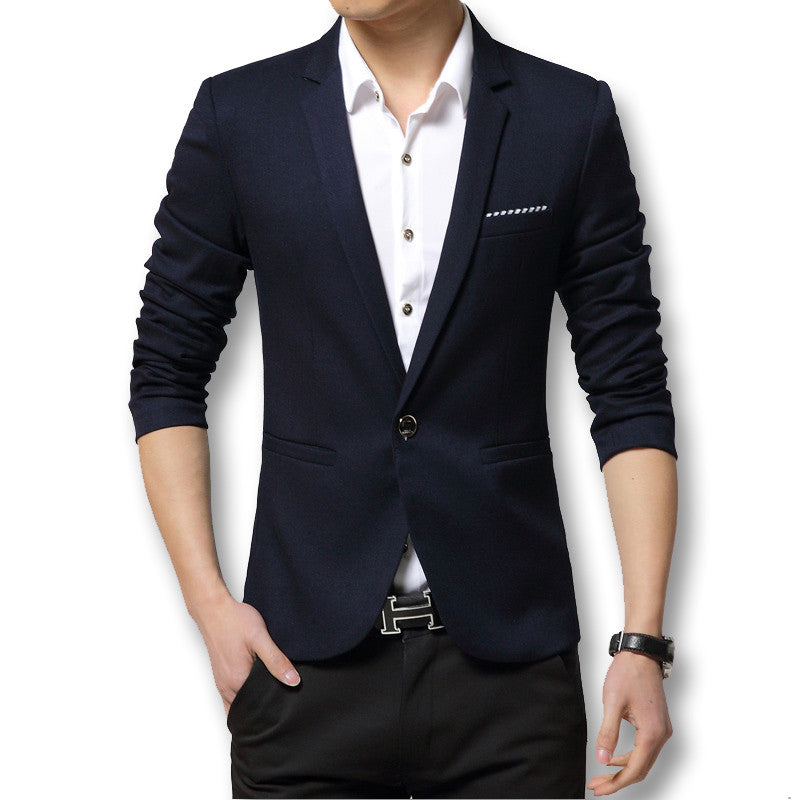 Slim Fit Business Jacket Cotton Men Blazer Jacket Single Button Casual –  beautylifeo