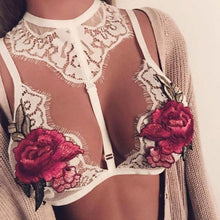 Women Sexy Halter Neck Crop Tops Lace Embroidered Appliques Floral Lace Bralette Unpadded Top Cropped Women #418 BL