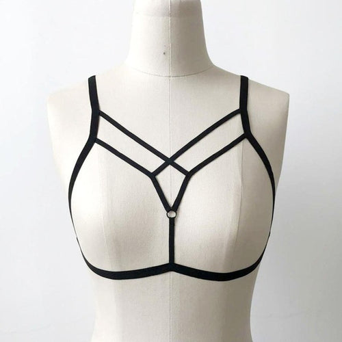 sexy Goth Lingerie Elastic sexy bra Strappy Crop Top Body belt For Women #43 BL