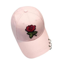 Women  Casual Baseball Cap Flower Embroidery Hat Cap Pink Black White Snapback Hats Women Men #01 BL