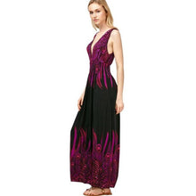 Print Long Beach Dresses Deep V Neck Sexy Women Dresses Elegant Boho  Womens A Line Maxi Dress vestidos mujer  #23 BL