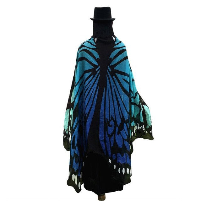 Scarf    Fahson Butterfly Wings Print Long women pashmina shawl And Wraps scarves Ladies 197*125CM 1216# BL