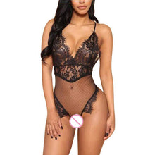 Sexy Backless Bodysuits Women  Sleeveless Lace Mesh Patchwork Deep V Neck Ladies Bodysuits Slim Black Overalls Female #43 BL