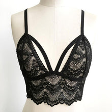Sexy Women Floral Lace Sheer Bralette Bustier Black/White Hollow Out Unpadded Sexy Lady Crop Top Triangle Bra Cropped Femme #33 BL