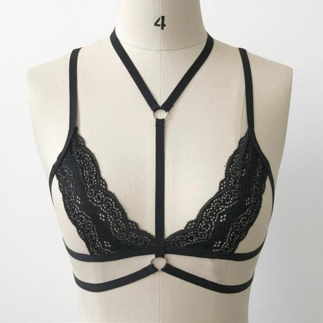 Sexy Women Lace Bralette Crop Tops Women Ladies Hollow Strappy Push Up sexy Crop Top Encaje Camisole Femme   #419 BL