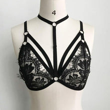 Sexy sexy Bandage Crop Tops For Women Floral Lace Bralette Bustier Crop Top  Sheer Triangle Cropped Female Black/White #23 BL
