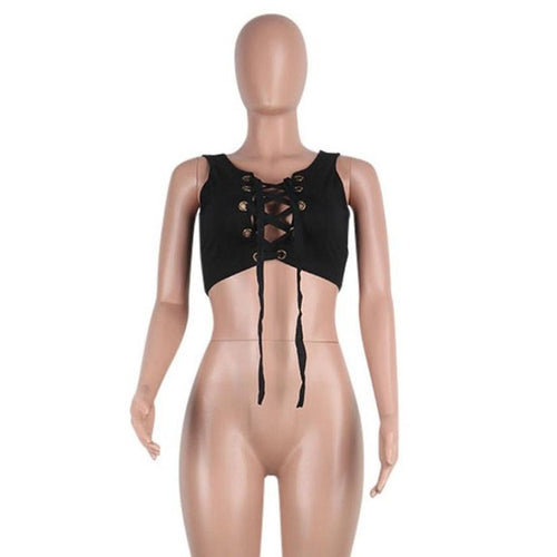 Short Tank Top For Womens Sexy Bandage Sleeveless Tank Crop Tops Vest Tee Tops Female   #23 BL
