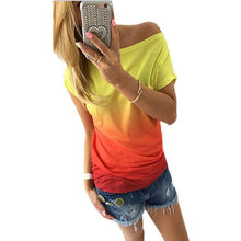 women t-shirt Gradient Short Sleeve tee Shirt Femme Tops for women clothing O-neck T shirt Women BL