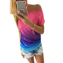 women t-shirt Gradient Short Sleeve tee Shirt Femme Tops for women clothing O-neck T shirt Women BL