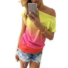 women t-shirt Gradient Short Sleeve tee Shirt Femme Tops for women clothing O-neck T shirt Women BL