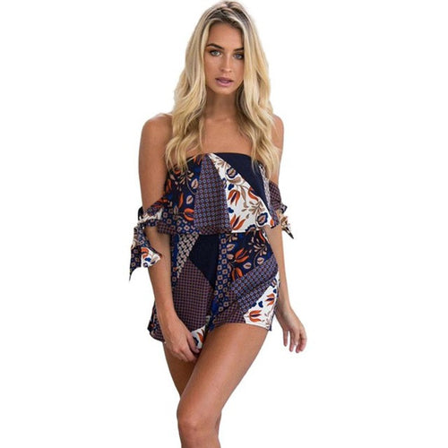 Playsuit Women Sleeveless Off Shoulder Strapless Ladies Playsuits Rompers  Beach combinaison femme #63 BL