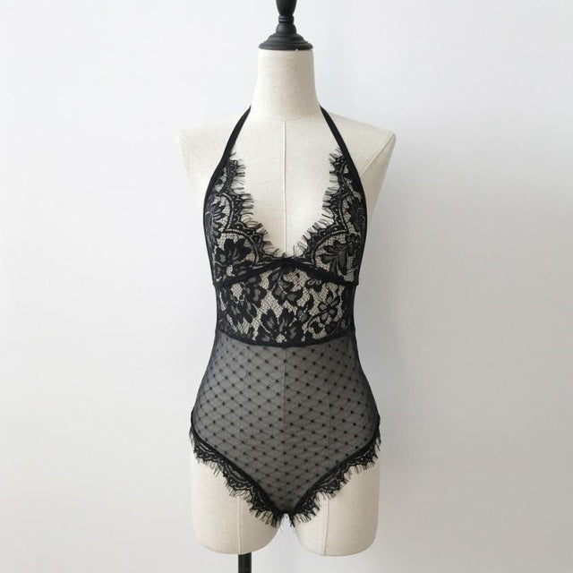 Women Lingerie Lace Mesh Bodysuit Women Babydoll Underwear Nightwear Bodysuit Overalls mono mujer corto #43 BL