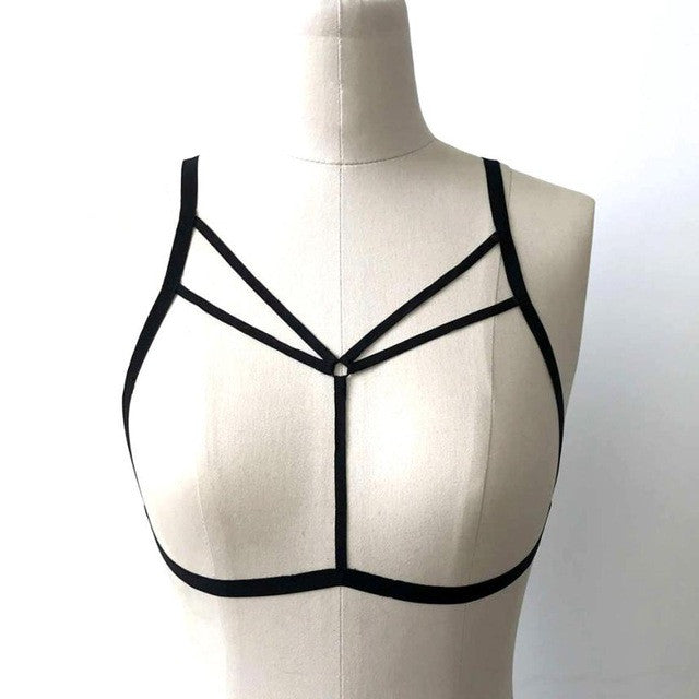 Sexy Women Hollow Out Elastic sexy Bra Crop Top harajuku Bandage Strappy Halter Bra Bustier Top Galter #43 BL