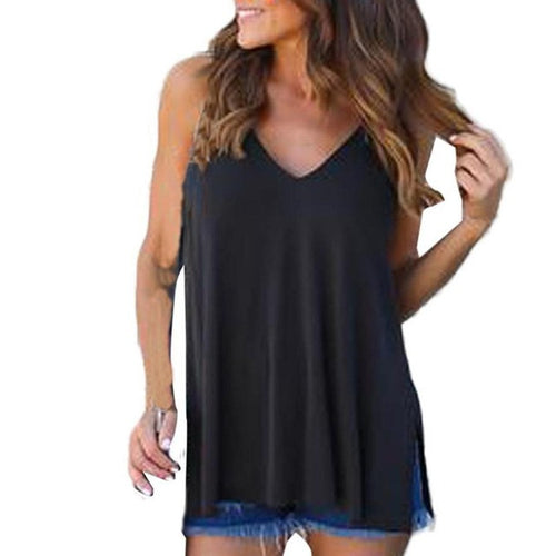 Tank Top For Women Sexy Side Splite Vest Sleeveless Casual Tank Tops Mujer Verano Women Black White #417 BL