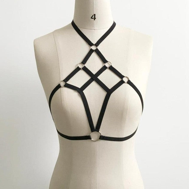 Women's bra black body sexy spandex harajuku sexy Gothic bondage Crop Top For Women #23 BL