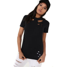 Camisetas Mujer  Tops Women White T Shirt Women Short Sleeve O Neck Hole Harajuku Solid Casual Tee Shirt Femme #23 BL