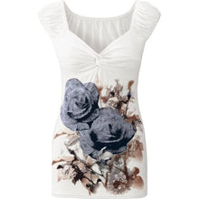 Sleeveless T-Shirts Women T Shirt   V Neck Floral Print Vest Tops Tee Shirt Femme camiseta mujer #425 BL