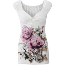 Sleeveless T-Shirts Women T Shirt   V Neck Floral Print Vest Tops Tee Shirt Femme camiseta mujer #425 BL