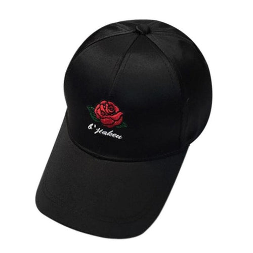 Baseball Hats Women Embroidery Rose Cotton Snapback Caps Hip Hop Hats Female Black White Pink Casquette#23 BL