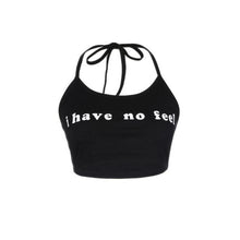 Style  Tank Top Women Sleeveless I have no feel Letter Halter Neck Backless Crop Tops Short Vest Female #23 BL