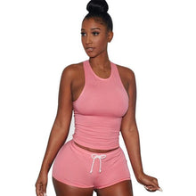 Style Women Sleeveless 1PC Crop Top + Shorts Fitness 2 Piece Set Casual Workout Casual Outfit Two Piece Set For Women #63 BL
