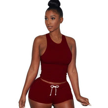 Style Women Sleeveless 1PC Crop Top + Shorts Fitness 2 Piece Set Casual Workout Casual Outfit Two Piece Set For Women #63 BL