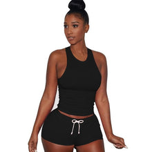 Style Women Sleeveless 1PC Crop Top + Shorts Fitness 2 Piece Set Casual Workout Casual Outfit Two Piece Set For Women #63 BL