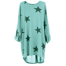T shirt Women Long Style Plus Size Batwing Sleeve Stars Print Tunic T-Shirt Tee Tops Female Camisetas Mujer Verano #23 BL