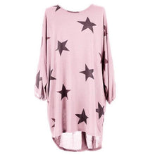 T shirt Women Long Style Plus Size Batwing Sleeve Stars Print Tunic T-Shirt Tee Tops Female Camisetas Mujer Verano #23 BL