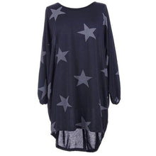 T shirt Women Long Style Plus Size Batwing Sleeve Stars Print Tunic T-Shirt Tee Tops Female Camisetas Mujer Verano #23 BL