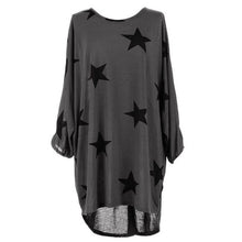 T shirt Women Long Style Plus Size Batwing Sleeve Stars Print Tunic T-Shirt Tee Tops Female Camisetas Mujer Verano #23 BL