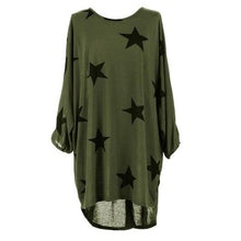 T shirt Women Long Style Plus Size Batwing Sleeve Stars Print Tunic T-Shirt Tee Tops Female Camisetas Mujer Verano #23 BL