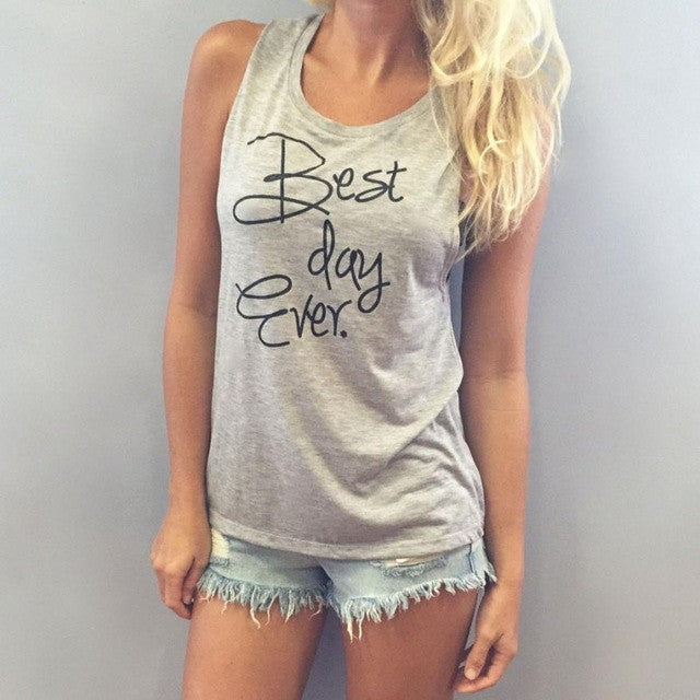 Tops Women T Shirts Casual Letter Printing O neck Sleeveless T-shirt women Shirts Ladies Tops Camiseta Feminina YW BL