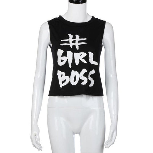 Woman  Tops  Ladies Tee Shirts Casual Letter Sleeveless O Neck Short T-shirt Women poleras mujer #03 BL