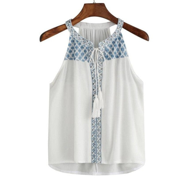 Women Casual Sleeveless Lace Bandage Women Crop Top Sleeveless Print Vest Cami Tank Top Women  #418 BL