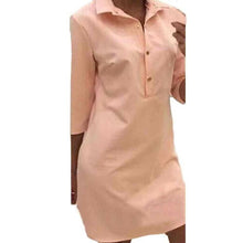 Women  Button Three Quarter Sleeve Blouse Shirt Dress Women Casual Loose Mini Ladies Dresses vestidos mujer #63 BL
