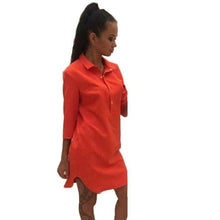 Women  Button Three Quarter Sleeve Blouse Shirt Dress Women Casual Loose Mini Ladies Dresses vestidos mujer #63 BL