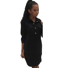 Women  Button Three Quarter Sleeve Blouse Shirt Dress Women Casual Loose Mini Ladies Dresses vestidos mujer #63 BL