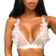Women Sexy Floral Sheer Lace Embroidery Crop Tops Ladies Seamless Bralette Wireless Blackless Cropped Femme  #23 BL