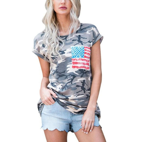 T shirt Women  Clothing  Casual Camouflage T-shirt Tops Ladies O Neck Patchwork Short Sleeve Tee Shirt Female #23 BL
