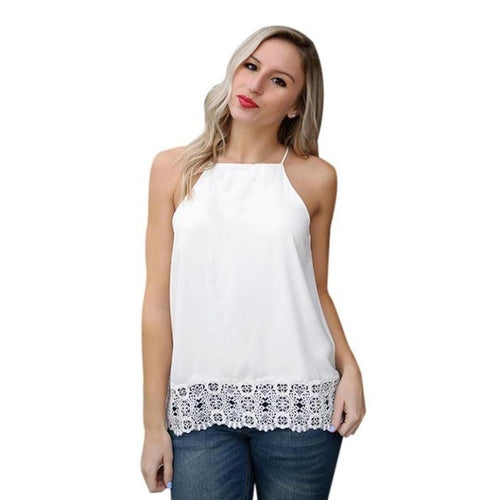 Tank Top Women  Top  Strap Sexy White Tops For Women  Solid Lace Cami Female #52 BL