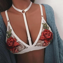 Trendy Crop Tops women  Women Halter Neck Lace Embroidered Appliques Floral Bralette Unpadded Sexy Cropped Women  #01 BL