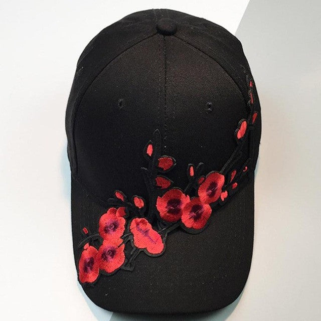 Unisex Women Baseball Cap   Women Men Couple Plum Blossom Snapback Hip Hop Flat Hats Black White Casquette Bone #01 BL