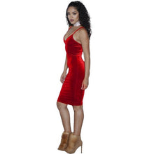 Velvet Dress Women   Sexy Bodycon V Neck Sleeveless Solid Evening Party Mini Dresses Ladies vestidos #1206 BL