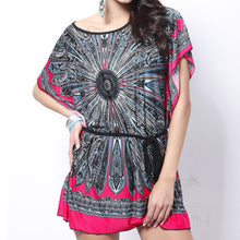 Vestido Above Knee, Mini  Promotion Rushed Natural Party Dresses Women Retro Ethnic Print Boho Skater Batwing Mini Dress BL