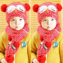 Baby Knit Woolen yarn Crochet Toddler Kids Boy Girls Warm Balls Hat Beanie Knitted Hats and Scarf bonnet d'hiver BL