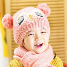 Baby Knit Woolen yarn Crochet Toddler Kids Boy Girls Warm Balls Hat Beanie Knitted Hats and Scarf bonnet d'hiver BL
