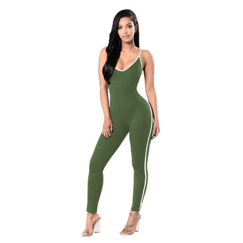 Women Lady V Neck Clubwear Bodycon  Jumpsuits For Women  Bodycon Sleeveless Fitness Sling Jumpsuit Long Pants #63 BL