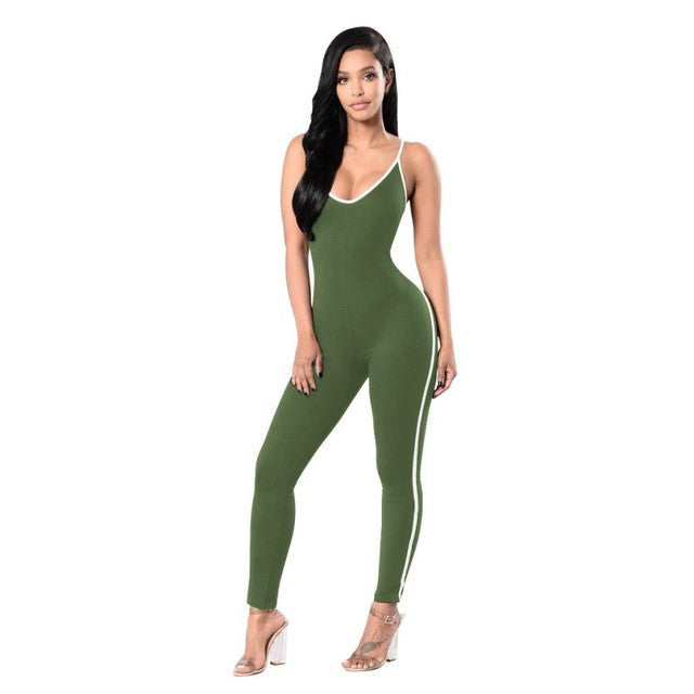 Women Lady V Neck Clubwear Bodycon  Jumpsuits For Women  Bodycon Sleeveless Fitness Sling Jumpsuit Long Pants #63 BL